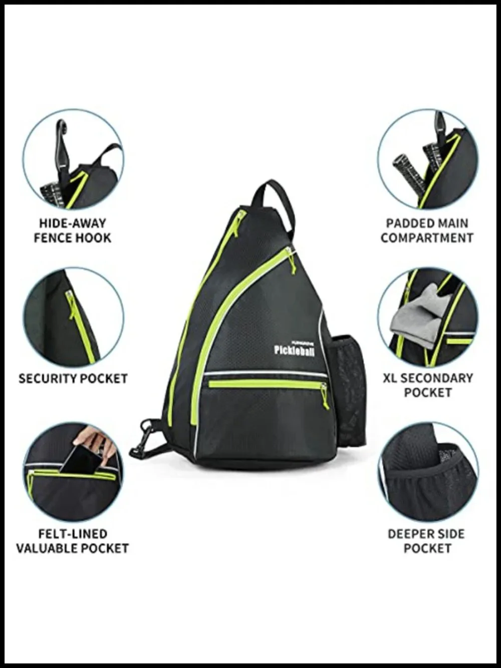 Large Pickleball Bag with Fence Hook, Water-Resistant Backpack